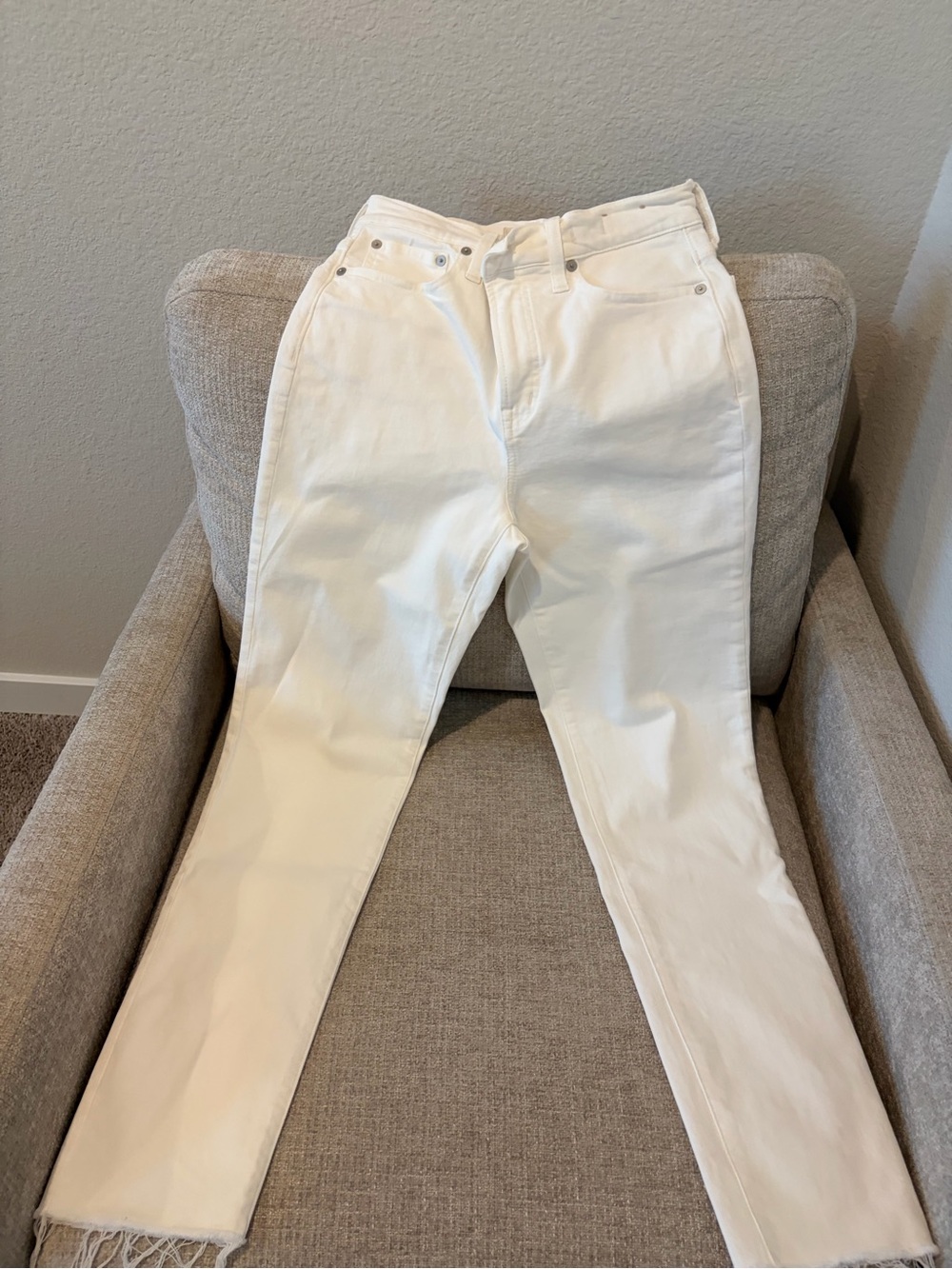 Madewell White High-Rise Straight-Leg Jeans